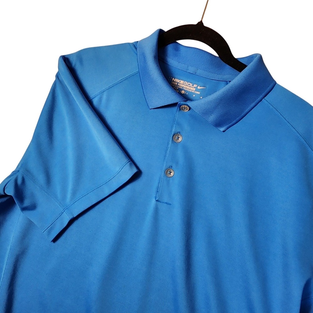 Nike Golf Polo Mens Large Blue Short Sleeve Dri-FIT Tour Performance Shirt